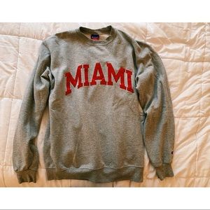 Champion Crewneck College Sweatshirt - Miami, OH | GUC | grey